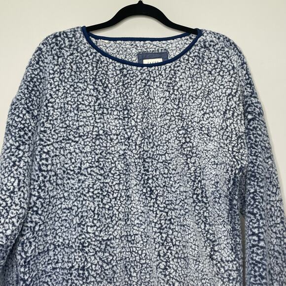 Jachs Girlfriend Faux Fur Sherpa Fleece Long Sleeve Top Crew Neck Blue White L - Picture 4 of 13